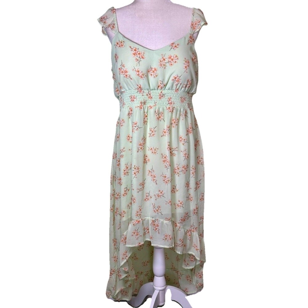 Junior Cottagecore Floral Dress Flutter Sleeve High Low Summer‎ Size XXL (19)